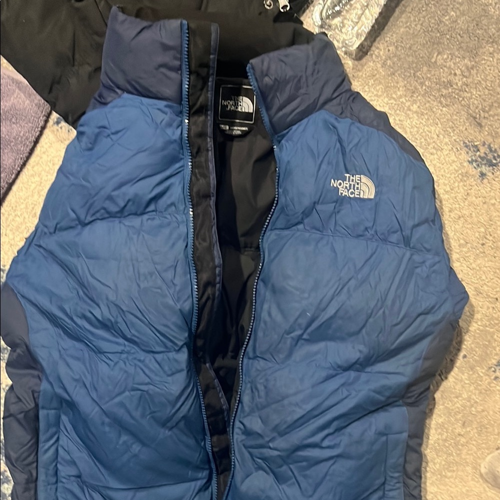 The North Face Blue and Black Puffer Jacket